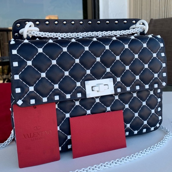 Valentino Garavani Handbags - 💙SALE💙Valentino Medium Navy & White Rockstud Crossbody💙